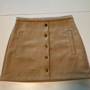 Stretchy Tan Faux Suede Skirt